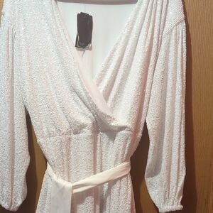 Eloquii Shimmering White Wrap Dress